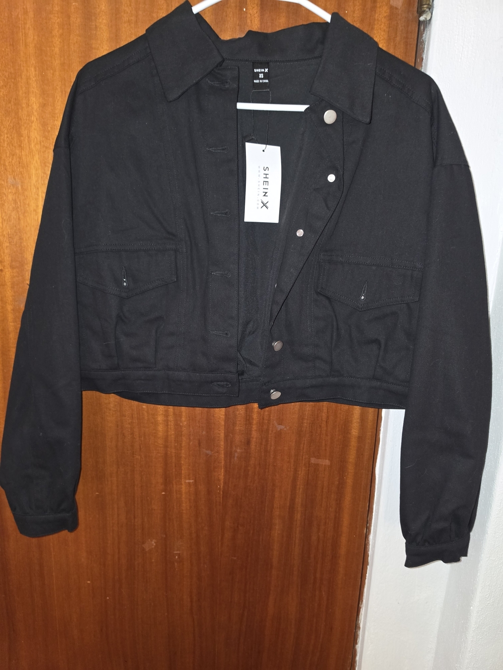 SHEIN Black Cropped Utility Jacket for Women